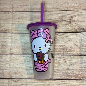 Mummy Hello Kitty Design 24oz Starbucks Cup With Purple Lid & Reusable Straw